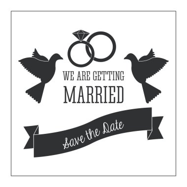 Evli tasarım. Düğün simgesi. Düz illüstrasyon