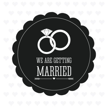 Evli tasarım. Düğün simgesi. Düz illüstrasyon