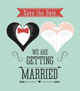 Evli tasarım. Düğün simgesi. Düz illüstrasyon