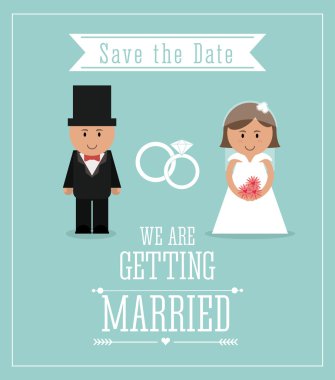 Evli tasarım. Düğün simgesi. Düz illüstrasyon