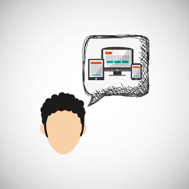 Teknoloji tasarım. ortam simgesi. Renkli resimde, vektör