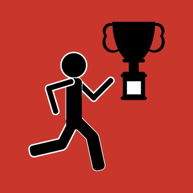 Kazanan tasarım. Başarı kavramı. Düz illüstrasyon, vektör