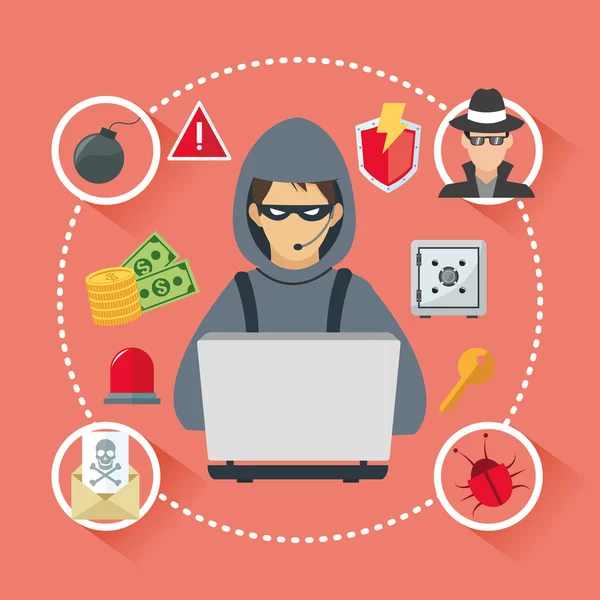 Internet güvenlik tasarım. Sistem kutsal kişilerin resmi. Renkli resimde, vektör