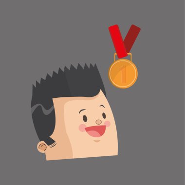 Kazanan tasarım. Başarı kavramı. Düz illüstrasyon, vektör