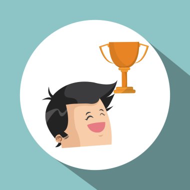 Kazanan tasarım. Başarı kavramı. Düz illüstrasyon, vektör