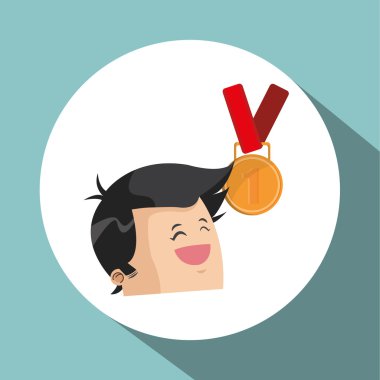 Kazanan tasarım. Başarı kavramı. Düz illüstrasyon, vektör