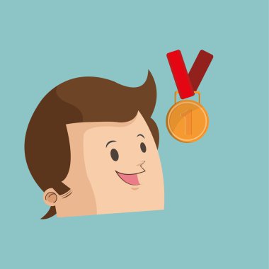 Kazanan tasarım. Başarı kavramı. Düz illüstrasyon, vektör