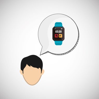 Giyilebilir teknoloji tasarım. kablosuz simgesi. Düz illüstrasyon, vektör