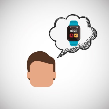 Giyilebilir teknoloji tasarım. kablosuz simgesi. Düz illüstrasyon, vektör