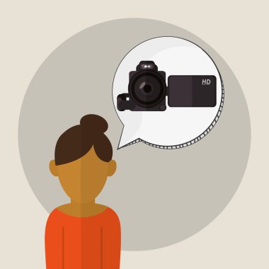 kamera simgesi. Gadget'ı kavramı. Düz illüstrasyon, vektör