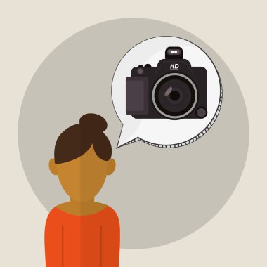 kamera simgesi. Gadget'ı kavramı. Düz illüstrasyon, vektör