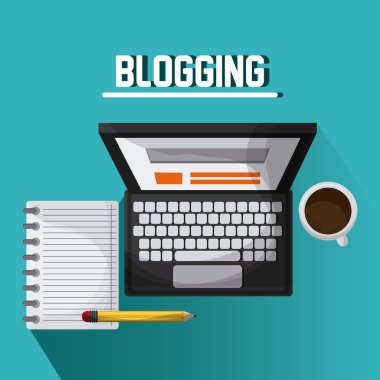 Bloglama tasarım. Ortam simgesi. Renkli resimde, vektör