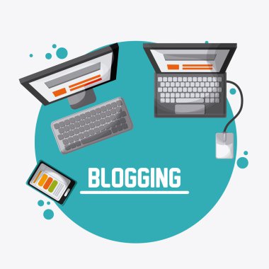 Bloglama tasarım. Ortam simgesi. Renkli resimde, vektör