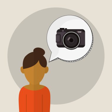 kamera simgesi. Gadget'ı kavramı. Düz illüstrasyon, vektör