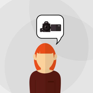 kamera simgesi. Gadget'ı kavramı. Düz illüstrasyon, vektör