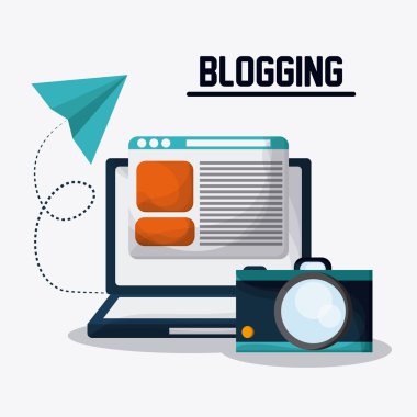 Bloglama tasarım. Ortam simgesi. Renkli resimde, vektör