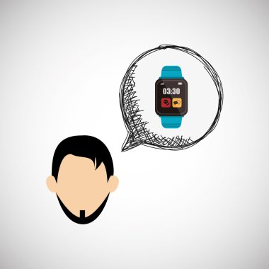 Giyilebilir teknoloji tasarım. kablosuz simgesi. Düz illüstrasyon, vektör