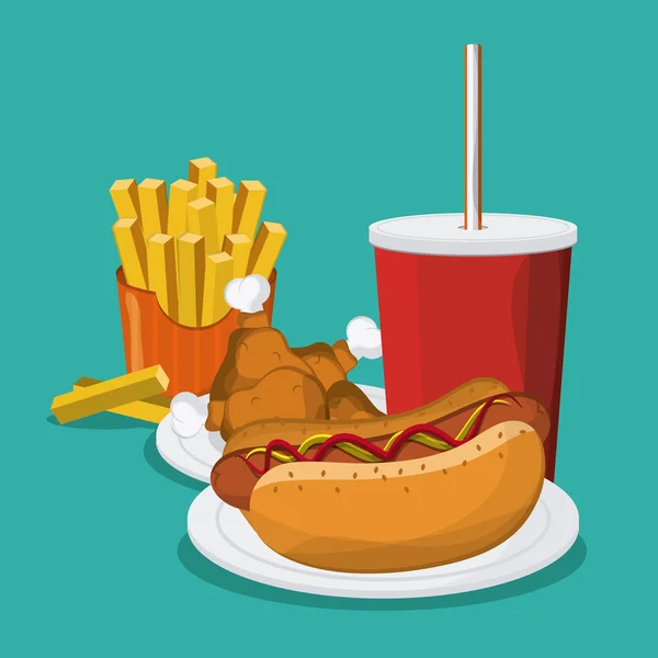 Fast Food design. Ícone de menu. Ilustração colorida, gráfico vetorial —  Vetores de Stock