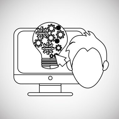 Fikir tasarım iş kavramı. Renkli resimde, vektör grafiği