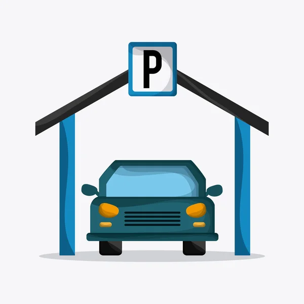 Diseño de estacionamiento. Icono del parque. Fondo blanco, gráfico vectorial — Vector de stock