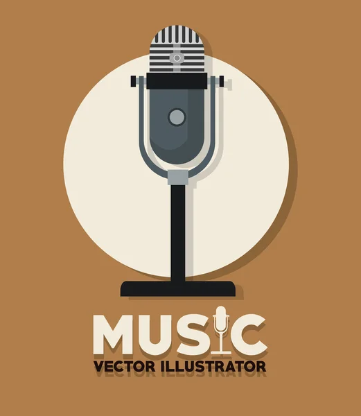 Müzik ve mikrofon tasarım — Stok Vektör