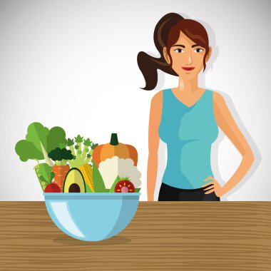 Sağlıklı yaşam tarzı tasarım, vektör çizim simgesi