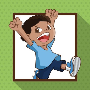 Mutlu çizgi film çocuk, renkli tasarım