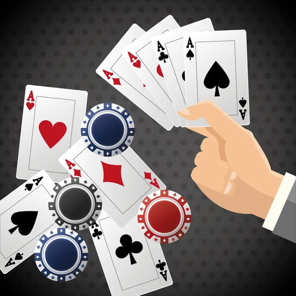 Έννοια σχεδιασμού, κάρτες και μάρκες πόκερ,, παιχνίδια καζίνο — Διανυσματικό Αρχείο
