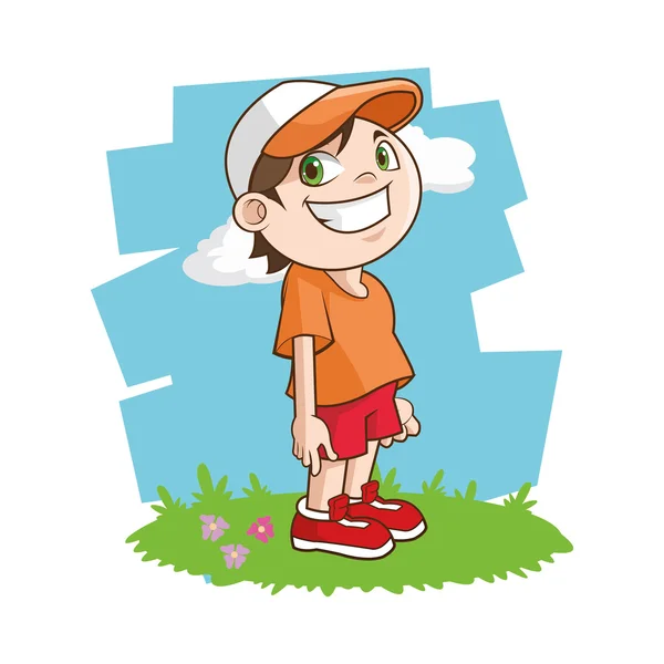 Feliz chico de dibujos animados, diseño colorido — Vector de stock