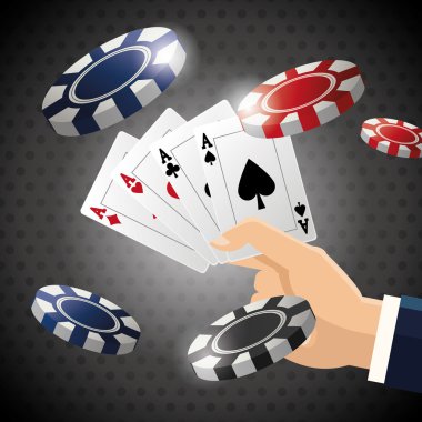 Poker tasarım, kartları ve patates kızartması kavramı, casino oyunları