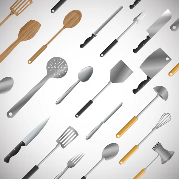 Abbildung von Küchenwerkzeugen, editierbarer Vektor — Stockvektor
