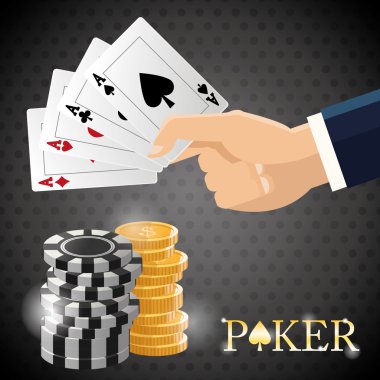 Poker tasarım, kartları ve patates kızartması kavramı, casino oyunları