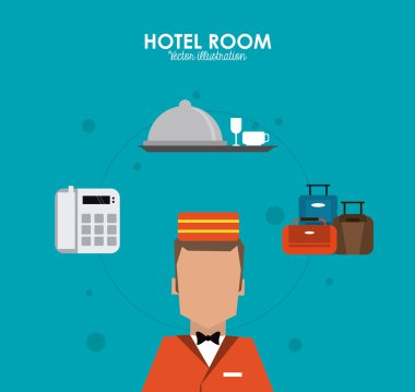 Otel tasarımı. Service simgesini. Düz illüstrasyon, vektör