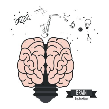 Beyin tasarım. Zihin simgesi. Renkli resimde