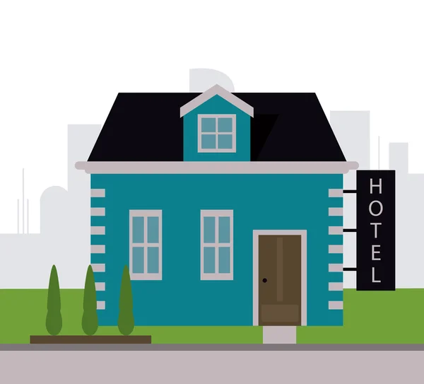 Design van het hotel. Pictogram van de service. Vlakke afbeelding, vector — Stockvector