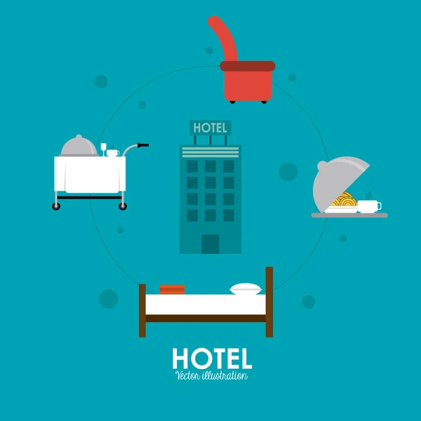 Diseño del hotel. Icono de servicio. Ilustración plana, vector — Archivo Imágenes Vectoriales