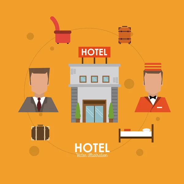 Diseño del hotel. Icono de servicio. Ilustración plana, vector — Vector de stock