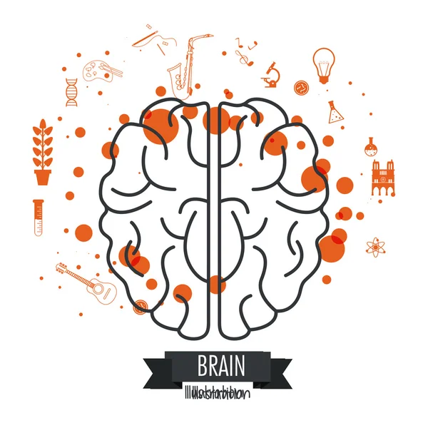 Σχεδιασμός του εγκεφάλου. Εικονίδιο μυαλό. Πολύχρωμη εικονογράφηση — Διανυσματικό Αρχείο