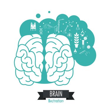Beyin tasarım. Zihin simgesi. Renkli resimde