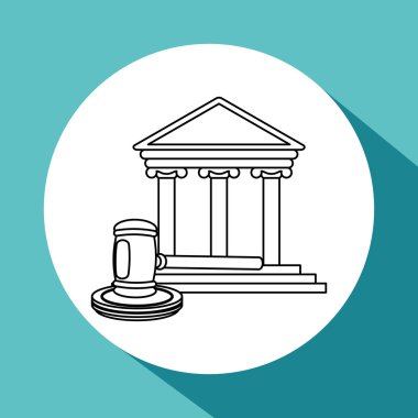 Hukuk tasarım. Adalet simgesi. Gri arka plan, vektör çizim