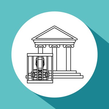 Hukuk tasarım. Adalet simgesi. Gri arka plan, vektör çizim