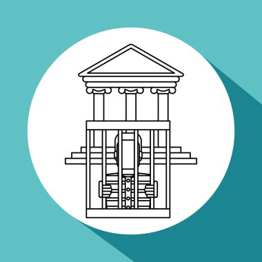 Hukuk tasarım. Adalet simgesi. Gri arka plan, vektör çizim