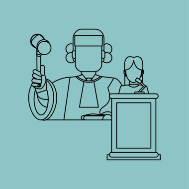 Hukuk tasarım. Adalet simgesi. Gri arka plan, vektör çizim