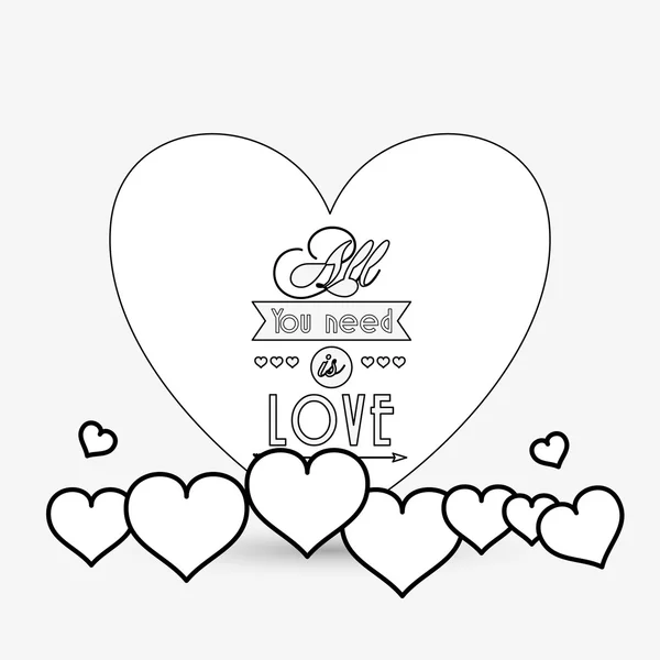 Design d'amour. icône romantique. Illustration colorée, vecteur — Image vectorielle