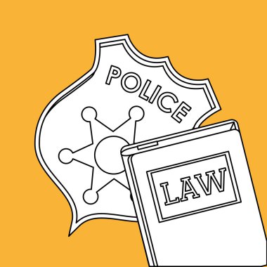 Hukuk tasarım. Adalet simgesi. Gri arka plan, vektör çizim