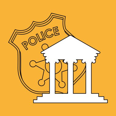 Hukuk tasarım. Adalet simgesi. Gri arka plan, vektör çizim