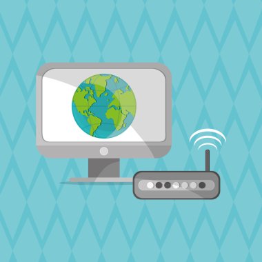 İletişim tasarımı. Internet kavramı. İzole illüstrasyon, vektör