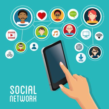 Sosyal Medya tasarım. Gadget'ı simgesi. Multimedya illüstrasyon