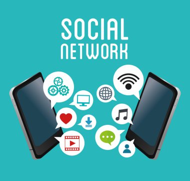 Sosyal Medya tasarım. Gadget'ı simgesi. Multimedya illüstrasyon