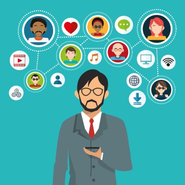 Sosyal Medya tasarım. Gadget'ı simgesi. Multimedya illüstrasyon, düzenlenebilir vektör